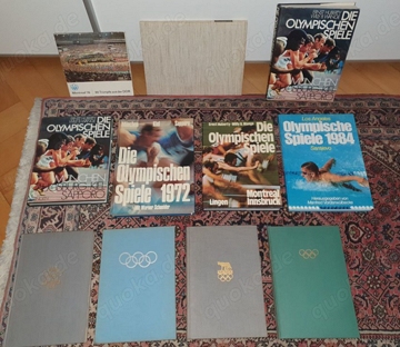 Olympia Sammlung 10 Olympiade Bücher 1956 - 1984 Bildbände Briefmarken Block TOP!