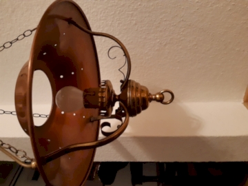 Schöne alte Kupfer-Messinglampe
