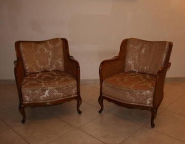 2 Chippendale Clubsessel mit Rohrgeflecht Vintage