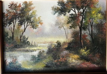 Wandbild, herbstliche Flußlandschaft, 45 x 37 cm