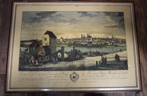 Wandbild, historisches München um 1770, Guckkastenstich nach B.F. Leizelt
