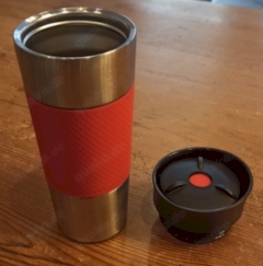 Thermo Kaffee Kanne 0,45l silber-rot