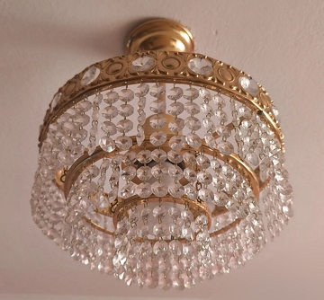 Kronleuchter Kristall Lampe 1 Flammig E27 vergoldet