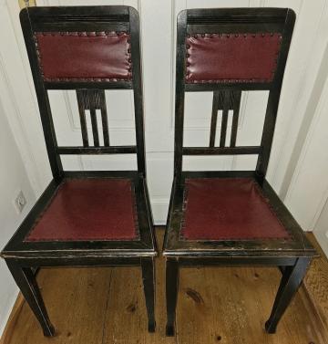Antik! Massiver stabiler Holz Stuhl Jugendstil ca. 1920 rot Eiche Schnitzereien TOP Zustand!