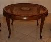 Chippendale Tisch mit Rohrgeflecht und Glasplatte