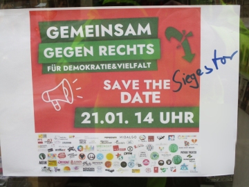 Kundgebung „Demo gegen Rechts“ Siegestor, Sonntag, 21.01.24, 14 h (Notizen über den Versuch einer Teilnahme)