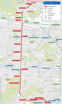 Tram-Westtangente: Planfeststellungsbeschluss für gesamte Strecke liegt vor